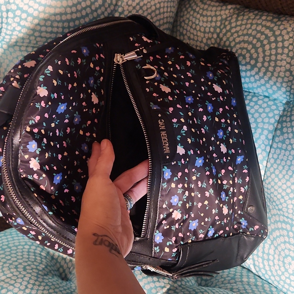 Floral Black Backpack By Brand Madden NYC - Picture 8 of 11